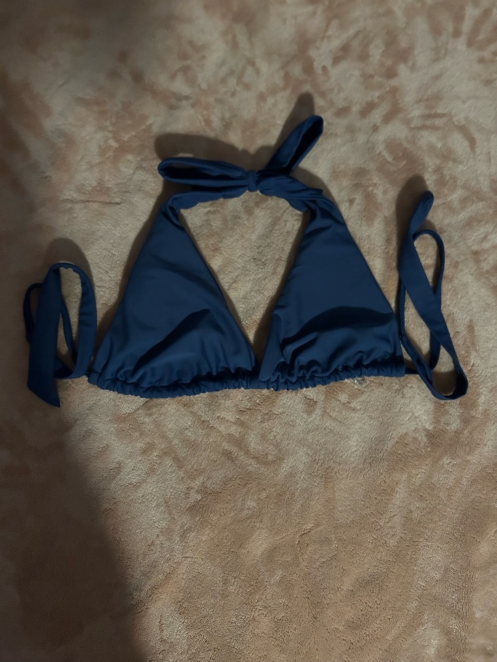 SHEIN Navy Blue Triangle Tie Bikini Top